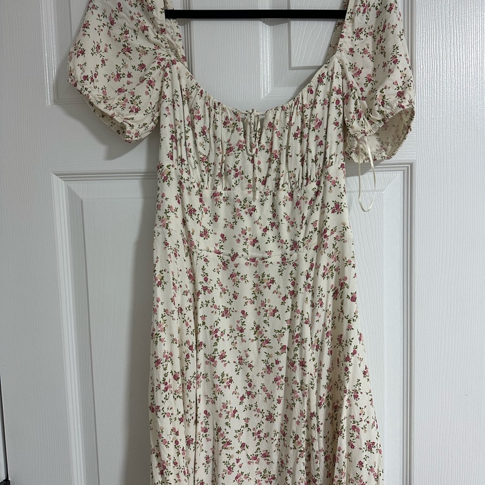 Reformation Floral Cream Dress